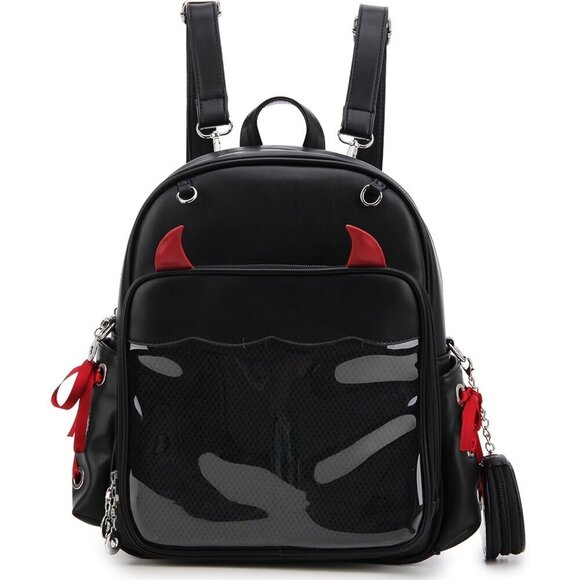 Goth Ita Bag Backpack Pin Display Women Halloween Purse Crossbody Bag Black Red main image 5